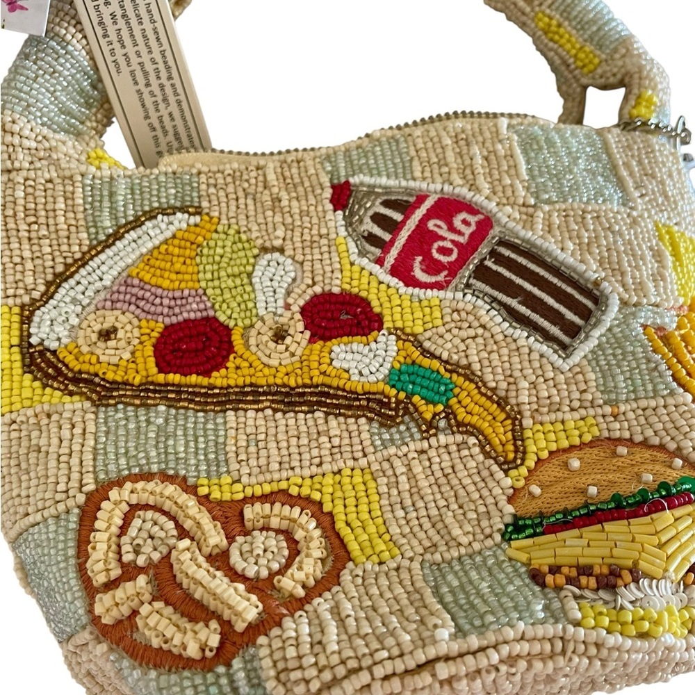 Viral Hand Beaded Fast Food Hot Dog Cola Design Handbag, Cola Charm, India, NWT. - Picture 2 of 7